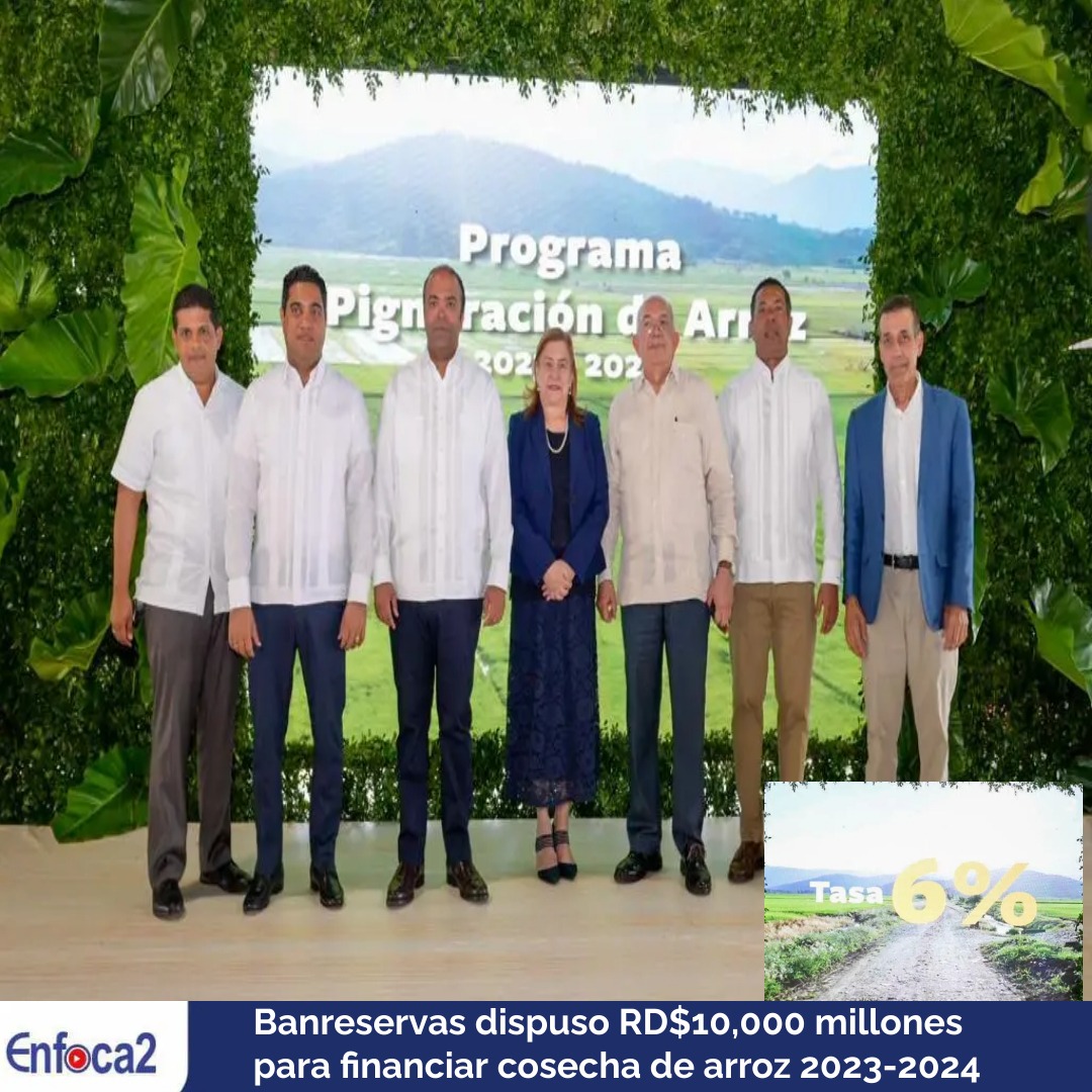 Banreservas dispuso RD$10,000 millones para financiar cosecha de arroz 2023-2024.