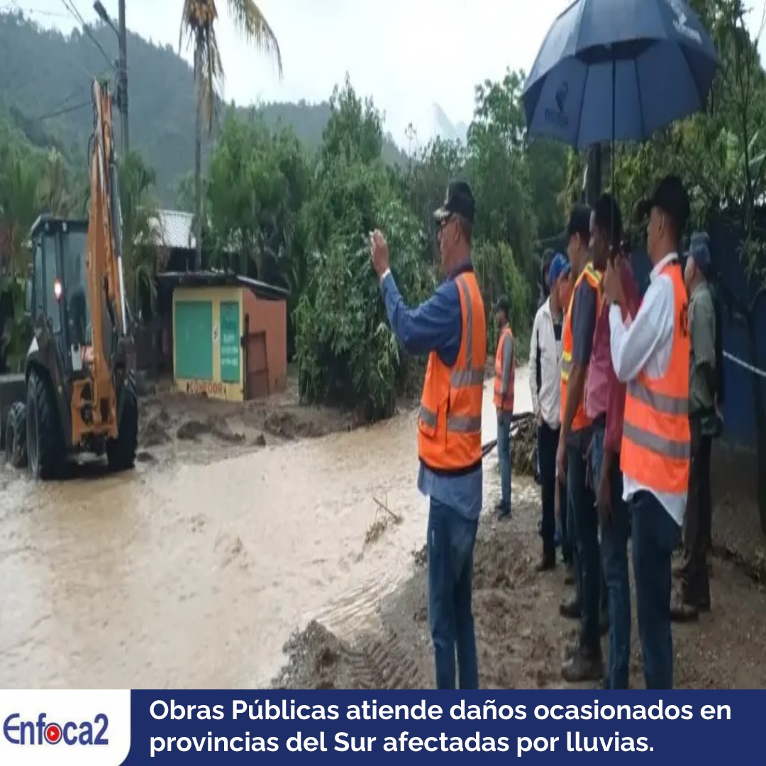 Obras Públicas atiende daños ocasionados en provincias del Sur afectadas por lluvias.