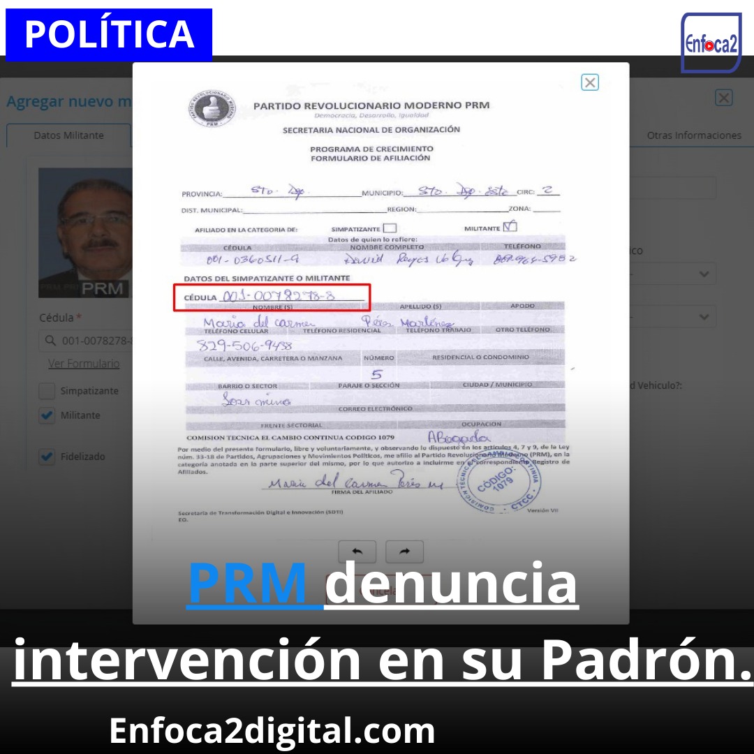 PRM denuncia intervención en su Padrón.