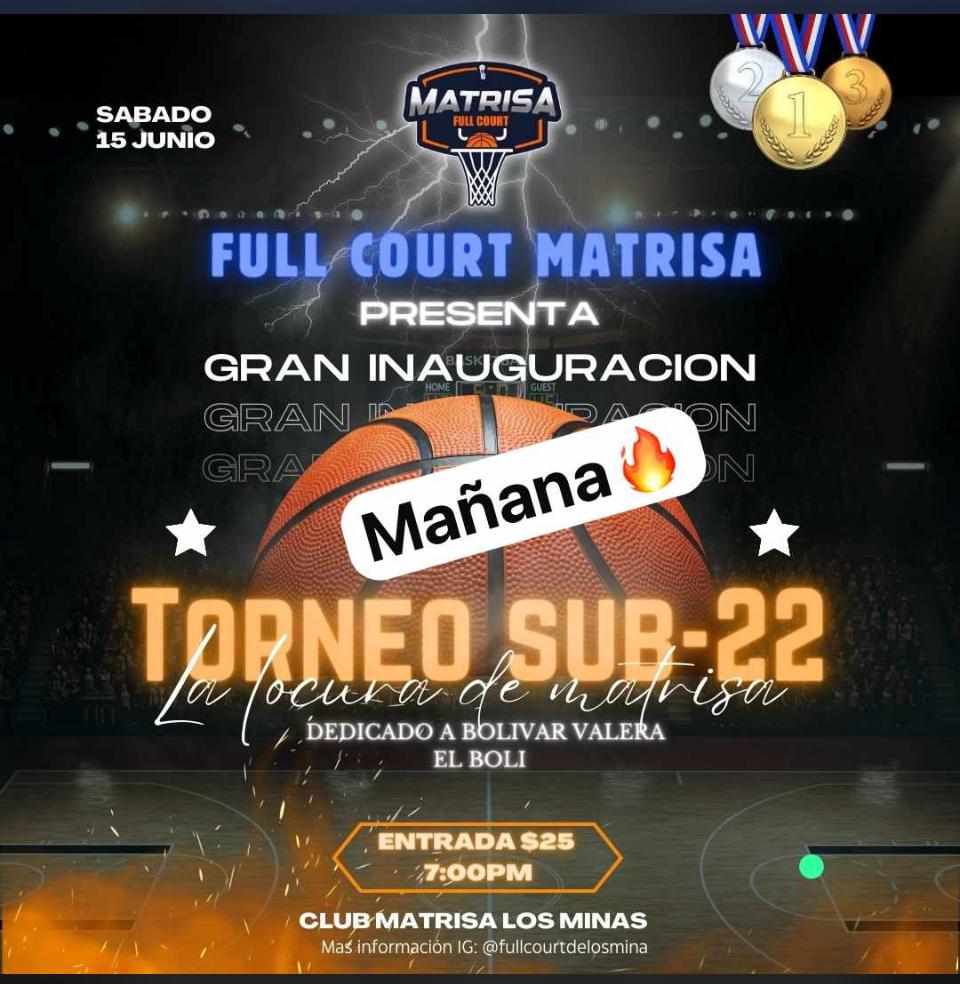 El Club Matrisa se Prepara para Inaugurar el Torneo de Baloncesto SUB-22 "La Locura de Matrisa"
