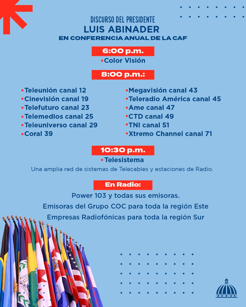 Presidencia retransmitirá discurso de Luis Abinader en importante conferencia regional