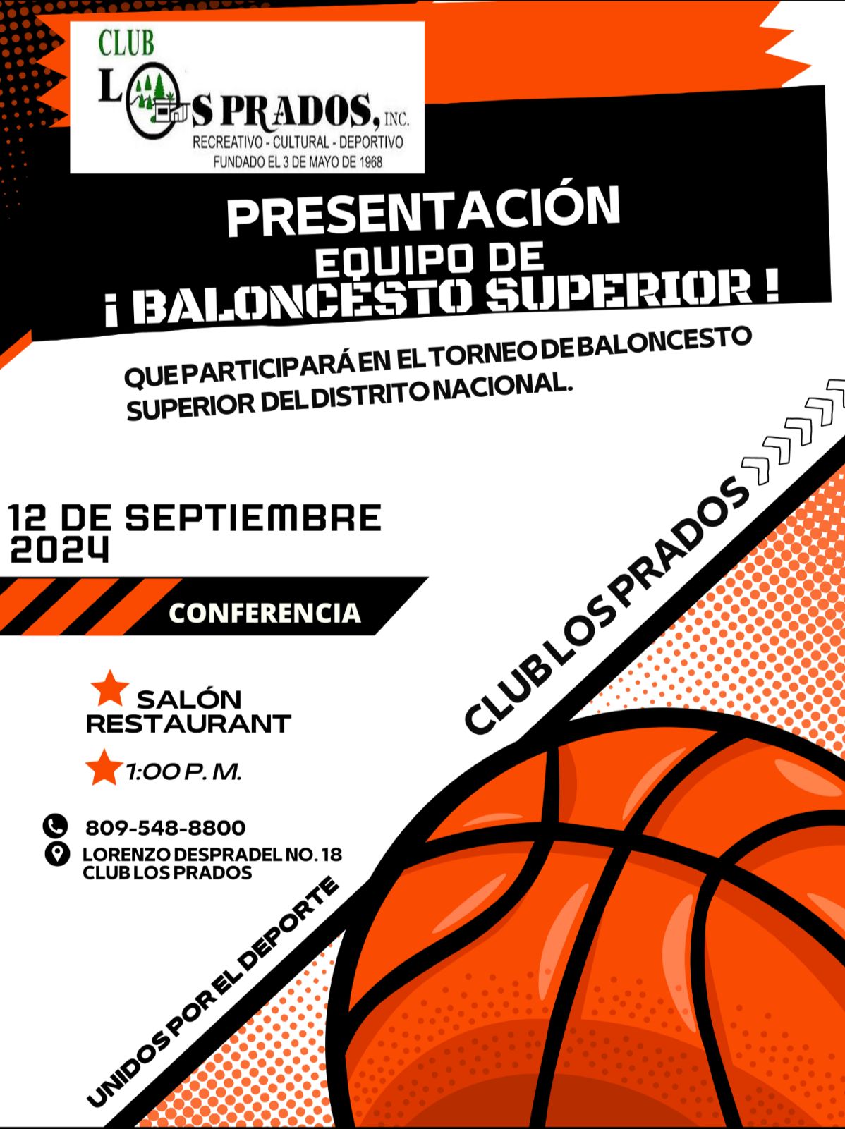 Club Los Prados invita a la presentación oficial de su equipo superior para el TBS Distrito 2024