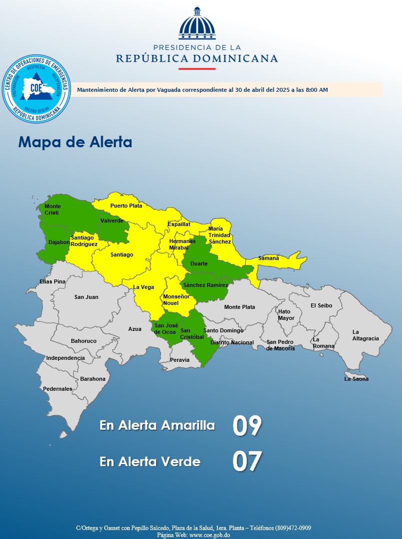 Vaguada provoca lluvias intensas y mantiene alerta en varias provincias