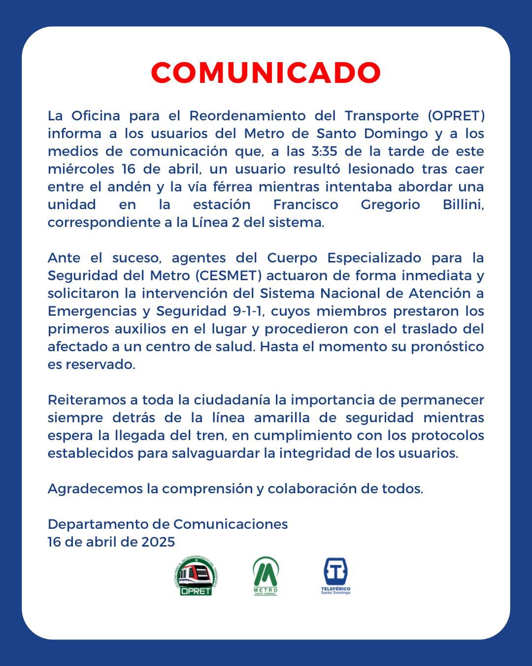 Accidente en el Metro: usuario cae a las vías en hora pico