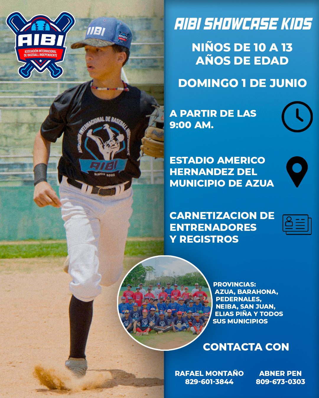 AIBI realiza showcase infantil en Azua para jóvenes talentos del béisbol