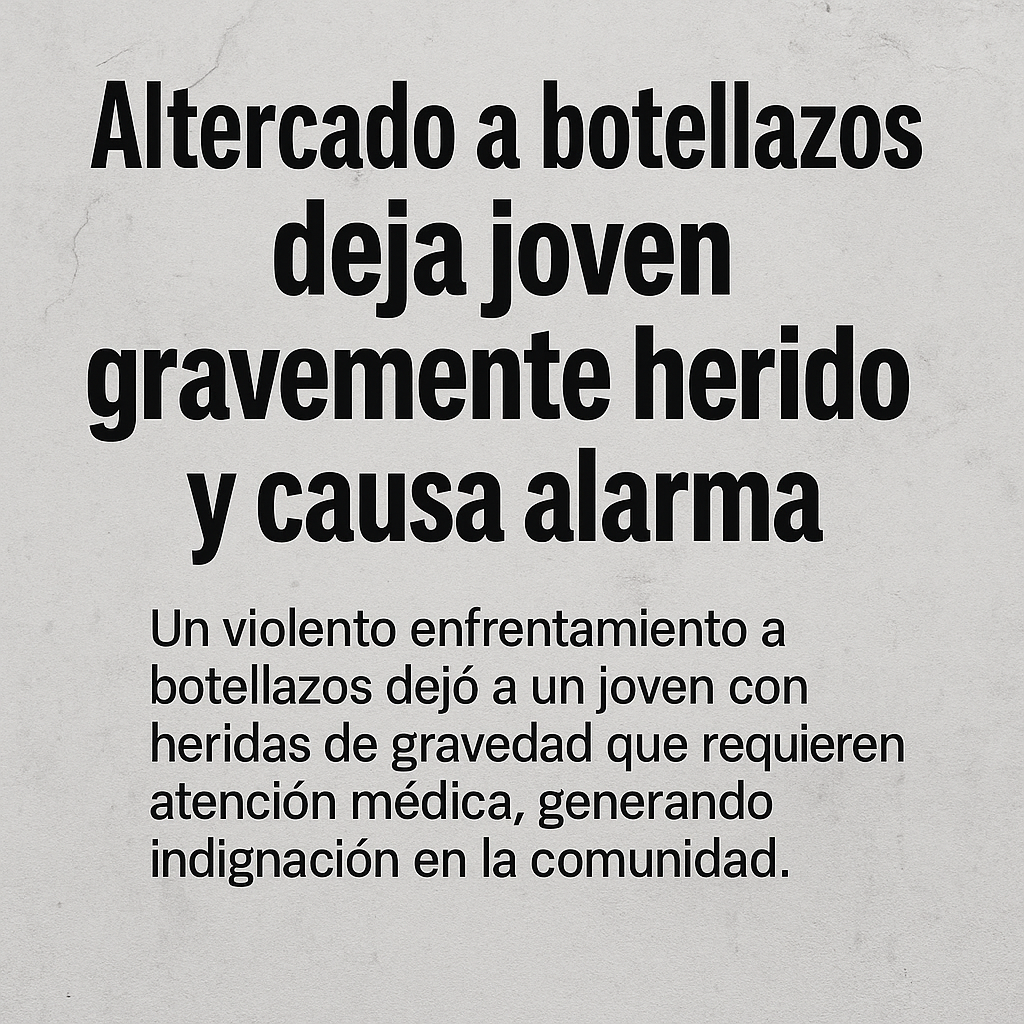 Altercado a botellazos deja joven gravemente herido y causa alarma