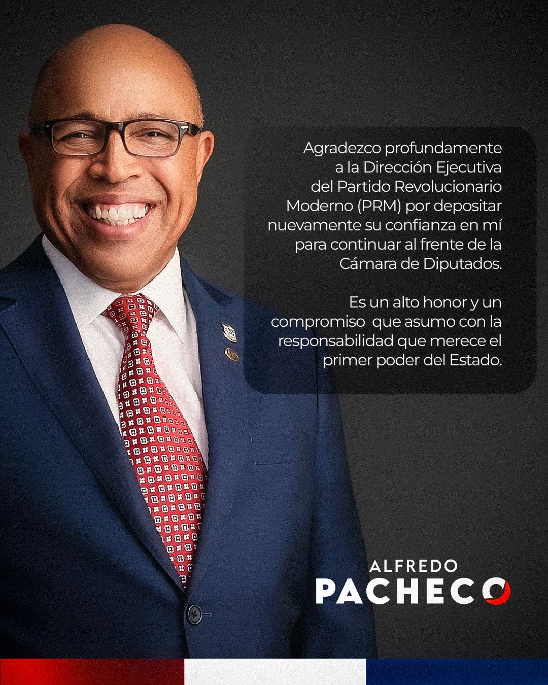 Pacheco agradece al PRM por confiarle nuevo período en la Cámara de Diputados