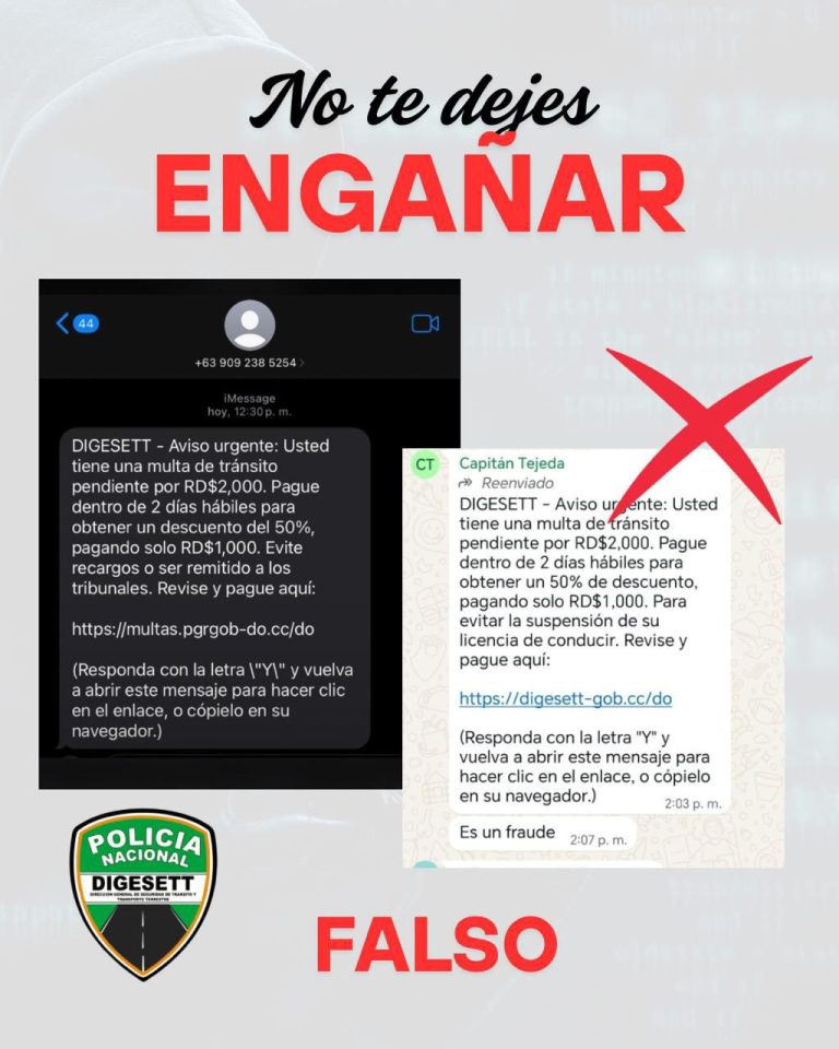 DIGESETT alerta sobre estafa con falsas multas de tránsito