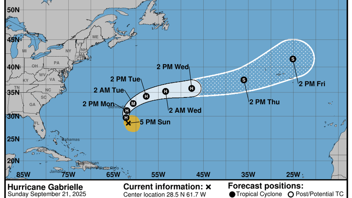 Huracán Gabrielle se intensifica y alcanza categoría 3 en el Atlántico