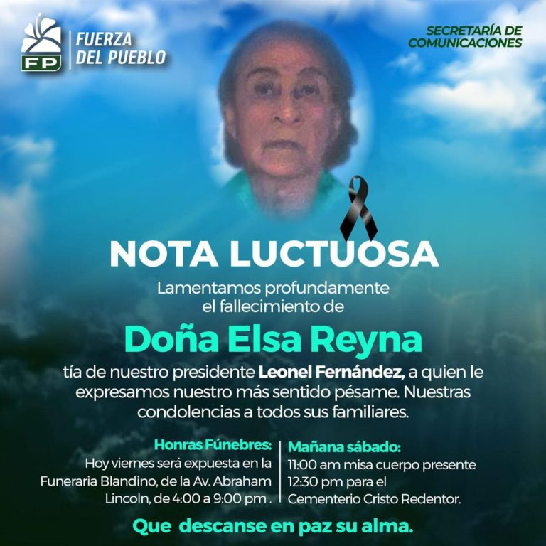 Fallece Doña Elsa Reyna, tía del expresidente Leonel Fernández
