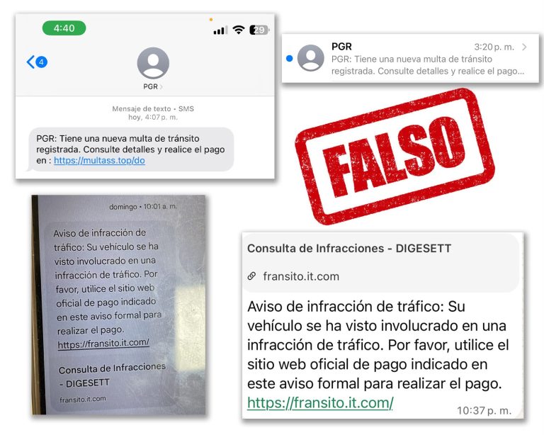 DIGESETT advierte sobre estafas con falsas multas de tránsito enviadas por mensajes